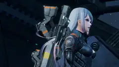 Anime girl with large gun in sci-fi setting