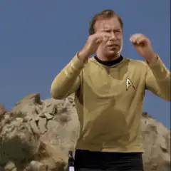 Captain Kirk looking through hands
