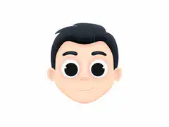 3d cartoon boy face smiles