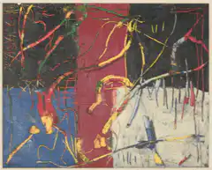 Abstract painting with colorful lines