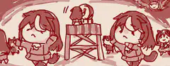 chibi characters with sad faces