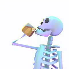 Skeleton drinking tea