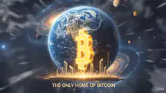 Glowing Bitcoin symbol over Earth
