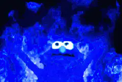 Cookie Monster in blue fire