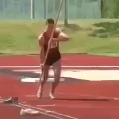 pole vaulter fails to clear bar