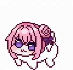 pixel art pink hair girl dancing