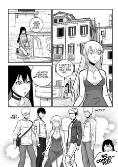 Manga girl walks through town, boys react