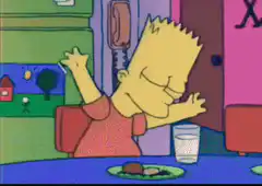 Bart Simpson dancing at the dinner table