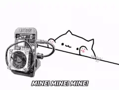 cat pulling gpu mine mine mine