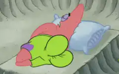Patrick and Squidward sleeping in bed