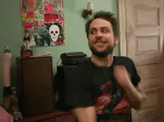 Charlie Day dancing in his room