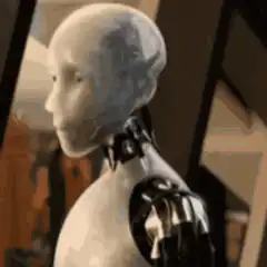 Robot turns head and stares