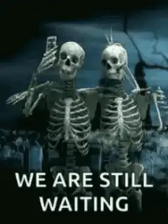 Two skeletons waiting with phones
