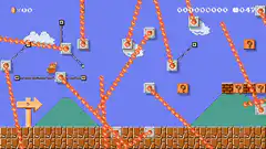 Mario jumping over orange laser beams