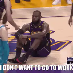 LeBron James sitting on court I don't want to go to work