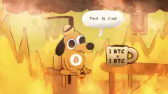 This is Fine dog with Bitcoin mug
