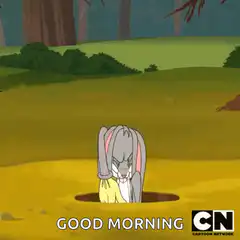Bugs Bunny yawning good morning
