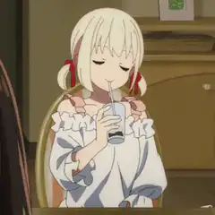 anime girl drinking from a straw