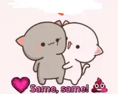 Two cute cats hugging with same same text
