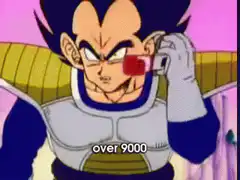 Vegeta uses scouter over 9000
