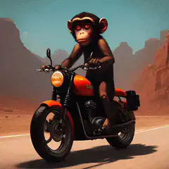 Monkey laser eyes motorcycle