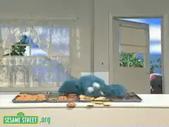 Cookie Monster eats cookies
