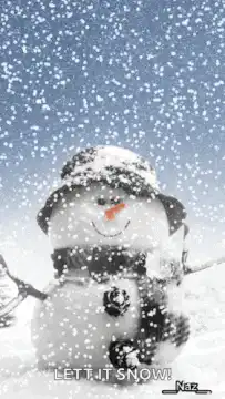 Snowman in falling snow