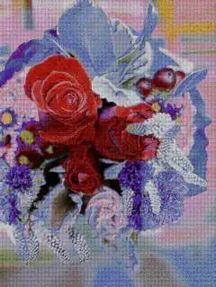 pixel art bouquet of red roses