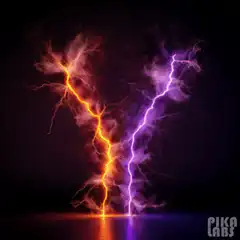 Orange and purple lightning bolts