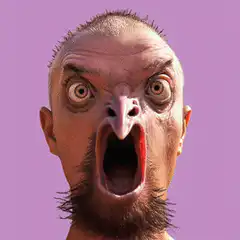Man screaming with laser eyes