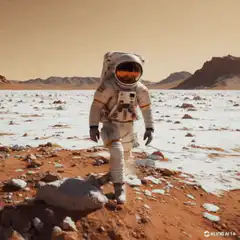 Astronaut walking on Mars