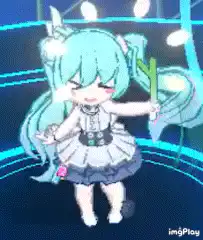 Hatsune Miku dancing with a microphone