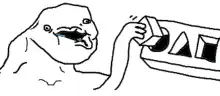 Crying Wojak holding a shape sorter
