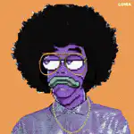 Purple man smoking joint