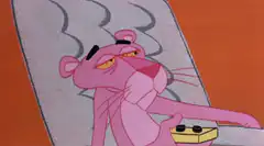 Pink Panther smoking with a cigarette holder
