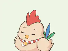 Cute chicken stretching and saying good morning