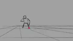 Stick figure breakdancing on grid