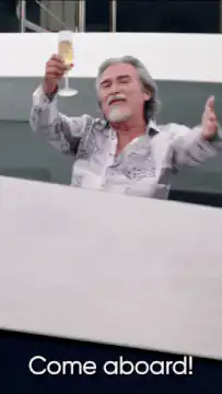 Come aboard! Champagne toast