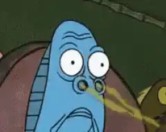 Blue fish screaming in Spongebob