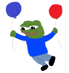 Pepe with balloons and clouds