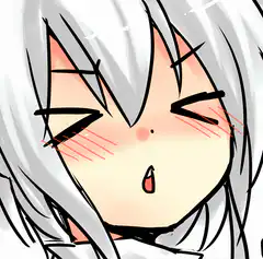 blushing anime girl with white hair