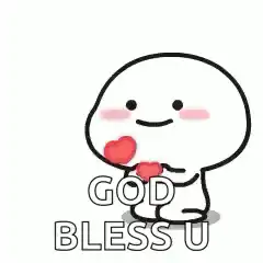 cute character holding hearts god bless you