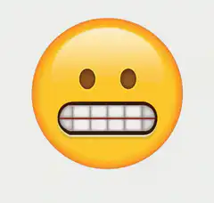 Grimacing emoji face split open