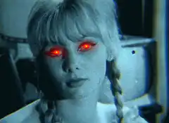 Wednesday Addams glowing red eyes