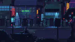 cyberpunk city street rain