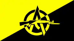 Anarcho-capitalist flag with rifle