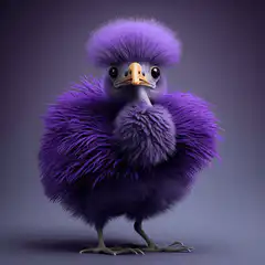Purple fluffy bird with NOSTR text