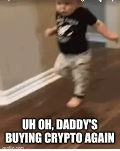 Toddler running away crypto dad
