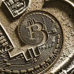 Close-up of a Bitcoin coin