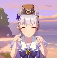 Anime girl pointing fingers with closed eyes